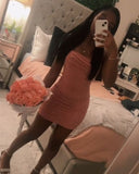 Pretty Sheath Spaghetti Straps Pink Short Mini Formal 8th Grade Homecoming Dresses Summer Middle School Hoco Dress Homecoming Outfits HZ1121