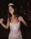 Pretty A line Square Neck Sleeveless Sequin Silver Short Mini Formal 8th Grade Homecoming Dresses Summer Middle School Hoco Dress Homecoming Outfits HZ1121