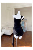 Fancy Short Hoco Dresses Sheath Spaghetti Straps Black Formal 8th Grade Homecoming Dresses Summer Middle School Homecoming Outfits HZ1121