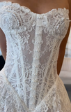 Modest Bridal Gown Ball Gown Strapless White Lace Long Summer Autumn Wedding Dresses Elegant Bridal Gowns HZ1121