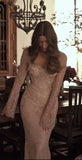 Ethereal Wedding Dress Sheath V Neck Lace Long Sleeves White Wedding Dresses Bridal Gowns HZ1121