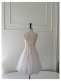 Cute A line Spaghetti Straps Champagne Sequin Short Homecoming Dress Summer Middle School Formal 8th Grade Hoco Dresses Summer Homecoming Outfits HZ1121
