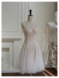 Cute A line Spaghetti Straps Champagne Sequin Short Homecoming Dress Summer Middle School Formal 8th Grade Hoco Dresses Summer Homecoming Outfits HZ1121