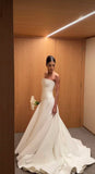 Classic Bridal Gown Ball Gown Strapless Sleeveless Satin Long White Wedding Dresses Elegant Bridal Gowns HZ1121