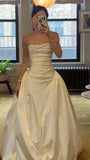 Ethereal Wedding Dress Sheath Strapless Satin Long Ivory Wedding Dresses Bridal Gowns HZ1121