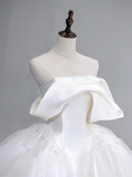 Timeless Bridal Gown Ball Gown Off The Shoulder Satin Long White Wedding Dresses Elegant Bridal Gowns HZ1121