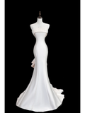 Classic Bridal Gown Mermaid Strapless Sleeveless Satin Long White Wedding Dresses Elegant Bridal Gowns Brides Dress HZ1121