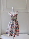 Cute A line Spaghetti Straps Floral Satin Short Homecoming Dress Summer Middle School Formal 8th Grade Hoco Dresses Summer Homecoming Outfits HZ1121