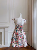 Cute A line Spaghetti Straps Floral Satin Short Homecoming Dress Summer Middle School Formal 8th Grade Hoco Dresses Summer Homecoming Outfits HZ1121