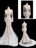Timeless Bridal Gown Mermaid High Neck Lace Long Sleeves Wedding Dresses Elegant Bridal Gowns HZ1121