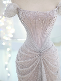 Elegant Mermaid Off The Shoulder Sequin Prom Dresses Party Dress Summer 20th Birthday Outfits 18th Birthday Dresses HZ1121