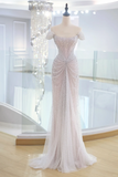 Elegant Mermaid Off The Shoulder Sequin Prom Dresses Party Dress Summer 20th Birthday Outfits 18th Birthday Dresses HZ1121