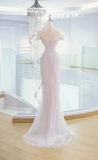 Elegant Mermaid Off The Shoulder Sequin Prom Dresses Party Dress Summer 20th Birthday Outfits 18th Birthday Dresses HZ1121