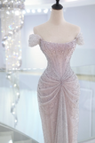 Elegant Mermaid Off The Shoulder Sequin Prom Dresses Party Dress Summer 20th Birthday Outfits 18th Birthday Dresses HZ1121