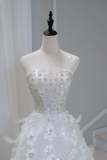 Timeless Bridal Gown Ball Gown Strapless Sequin Sleeveless Long White Wedding Dresses Elegant Bridal Gowns HZ1121