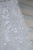 Timeless Bridal Gown Ball Gown Strapless Sequin Sleeveless Long White Wedding Dresses Elegant Bridal Gowns HZ1121