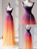 Elegant A Line Square Neck Grape Tulle Prom Dresses Party Dress Summer 20th Birthday Outfits 18th Birthday Dresses HZ1121