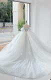 Timeless Bridal Gown Ball Gown Off The Shoulder Light Sky Blue Sequin Long White Wedding Dresses Elegant Bridal Gowns HZ1121