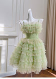 Cute Ball Gown Spaghetti Straps Mint Green Short Homecoming Dress Summer Middle School Formal 8th Grade Hoco Dresses Summer Homecoming Outfits HZ1121