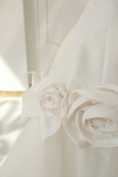 Timeless Bridal Gown Ball Gown Strapless Satin Flowers Sleeveless Long White Wedding Dresses Elegant Bridal Gowns HZ1121