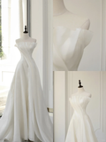 Timeless Bridal Gown Ball Gown Strapless Organza Sleeveless Long White Wedding Dresses Elegant Bridal Gowns HZ1121