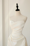Timeless Bridal Gown Ball Gown Strapless Satin Pleated Sleeveless Long White Wedding Dresses Elegant Bridal Gowns HZ1121