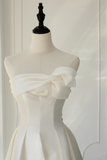 Timeless Bridal Gown A line Strapless Satin White Wedding Dresses Elegant Bridal Gowns HZ1121