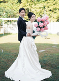 Timeless Bridal Dress Ball Gown Strapless Satin White Wedding Dresses Elegant Bridal Gowns HZ1121