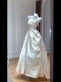 Timeless Bridal Dress Ball Gown Strapless Satin White Wedding Dresses Elegant Bridal Gowns HZ1121