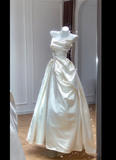 Timeless Bridal Dress Ball Gown Strapless Satin White Wedding Dresses Elegant Bridal Gowns HZ1121