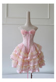 Cute Ball Gown Spaghetti Straps Pink Short Homecoming Dress Summer Middle School Formal 8th Grade Hoco Dresses Summer Homecoming Outfits HZ1121