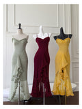 Elegant High Low Spaghetti Straps Sleeveless Long Evening Party Gowns Evening Formal Dresses Prom Dress HZ1121