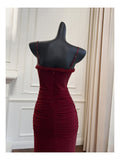 Elegant High Low Spaghetti Straps Burgundy Sleeveless Long Evening Party Gowns Evening Formal Dresses Prom Dress HZ1121