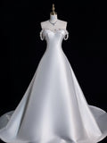 Timeless Bridal Dress Ball Gown Sweetheart Hand Made Flowers Satin White Wedding Dresses Elegant Bridal Gowns HZ1121