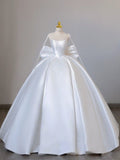 Modest Bridal Dress Ball Gown Spaghetti Straps Sleeveless Satin White Wedding Dresses Elegant Bridal Gowns HZ1121