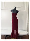 Elegant High Low Spaghetti Straps Burgundy Sleeveless Long Evening Party Gowns Evening Formal Dresses Prom Dress HZ1121