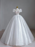 Timeless Bridal Dress Ball Gown Sweetheart Short Sleeves Sequin White Wedding Dresses Elegant Bridal Gowns HZ1121