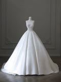 Princess Bridal Dress Ball Gown Strapless Sleeveless Satin White Lace Wedding Dresses Elegant Bridal Gowns HZ1121