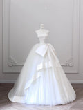 Timeless Bridal Gown Ball Gown Strapless White Tulle Long Wedding Dresses Elegant Bridal Gowns HZ1121