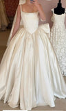 Unique Bridal Gown Ball Gown Square Neck Satin Sleeveless Pleated Wedding Dresses Modest Bridal Gowns HZ1121