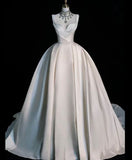 Princess Bridal Dress Ball Gown Sweetheart Sleeveless Satin White Wedding Dresses Pretty Bridal Gowns HZ1121