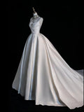 Princess Bridal Dress Ball Gown Sweetheart Sleeveless Satin White Wedding Dresses Pretty Bridal Gowns HZ1121