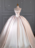 Princess Bridal Dress Ball Gown Sweetheart Sleeveless Satin Light Pink Wedding Dresses Pretty Bridal Gowns HZ1121