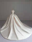 Princess Bridal Dress Ball Gown Sweetheart Sleeveless Satin Light Pink Wedding Dresses Pretty Bridal Gowns HZ1121