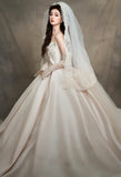 Princess Bridal Dress Ball Gown Sweetheart Sleeveless Satin Light Pink Wedding Dresses Pretty Bridal Gowns HZ1121