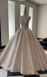 Princess Bridal Dress Ball Gown Sweetheart Sleeveless Satin Light Pink Wedding Dresses Pretty Bridal Gowns HZ1121