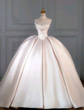 Princess Bridal Dress Ball Gown Sweetheart Sleeveless Satin Light Pink Wedding Dresses Pretty Bridal Gowns HZ1121