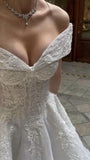 Timeless Bridal Gown Ball Gown Off The Shoulder White Lace Appliques Long Wedding Dresses Elegant Bridal Gowns HZ1121