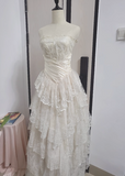Princess Bridal Dress Ball Gown Strapless Sleeveless Lace White Appliques Wedding Dresses Pretty Bridal Gowns HZ1121