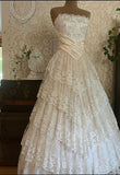 Princess Bridal Dress Ball Gown Strapless Sleeveless Lace White Appliques Wedding Dresses Pretty Bridal Gowns HZ1121